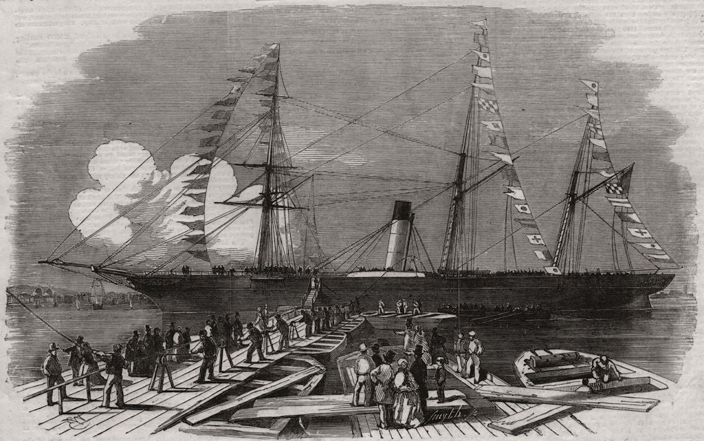 The Mediterranean electric Telegraph Cable, Morden Wharf, Greenwich 1854 print